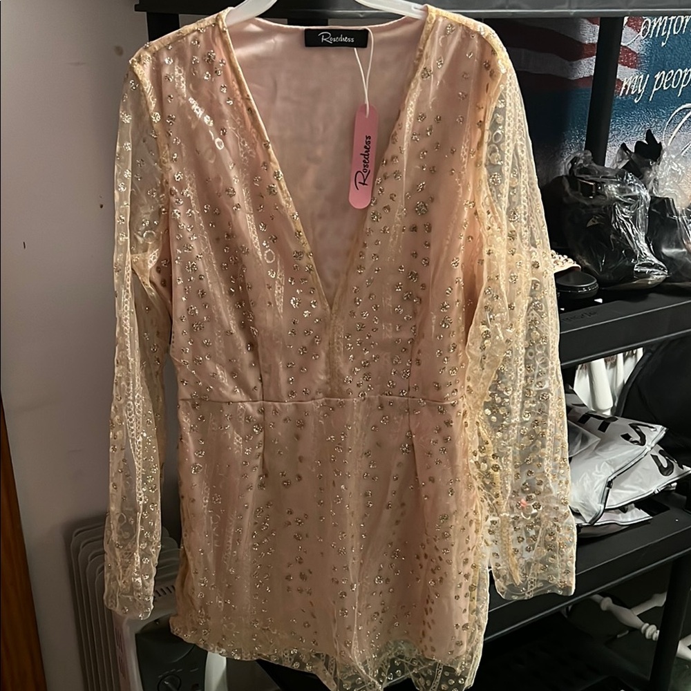 Ravish Gold Sequin V-Neck Dress